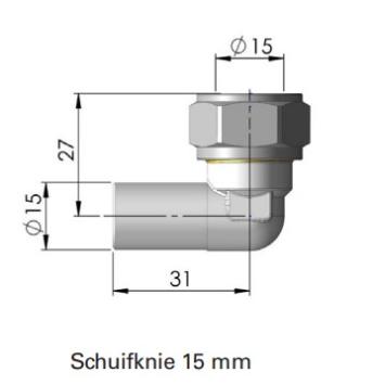 Pentec schuifknie 15 kn x 15 pijp